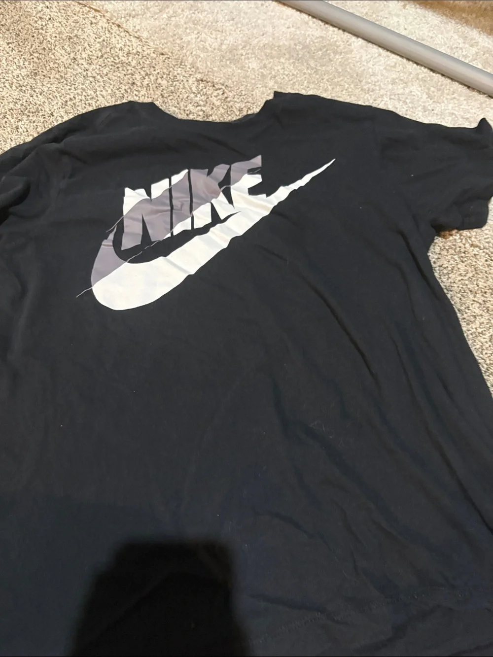 Nike Black Tee with White Swoosh and Gray Accents